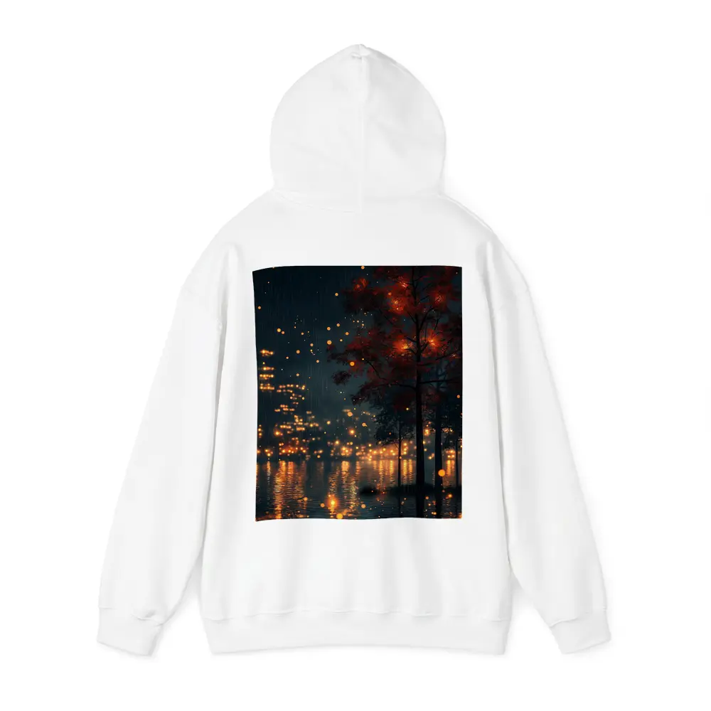 Rainy City Night Glowing Trees Reflections – Hoodies