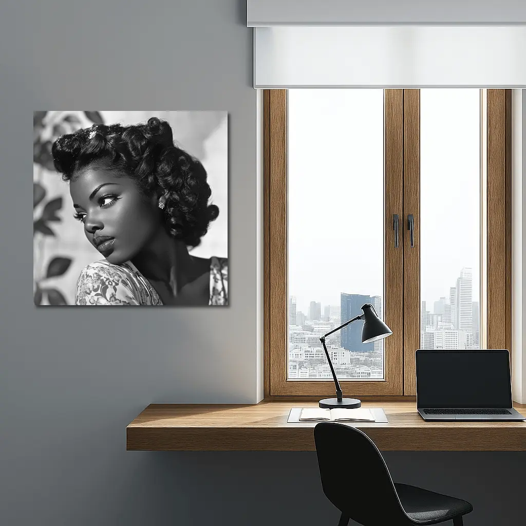 Black and White Retro Woman Portrait Art – Wall Art