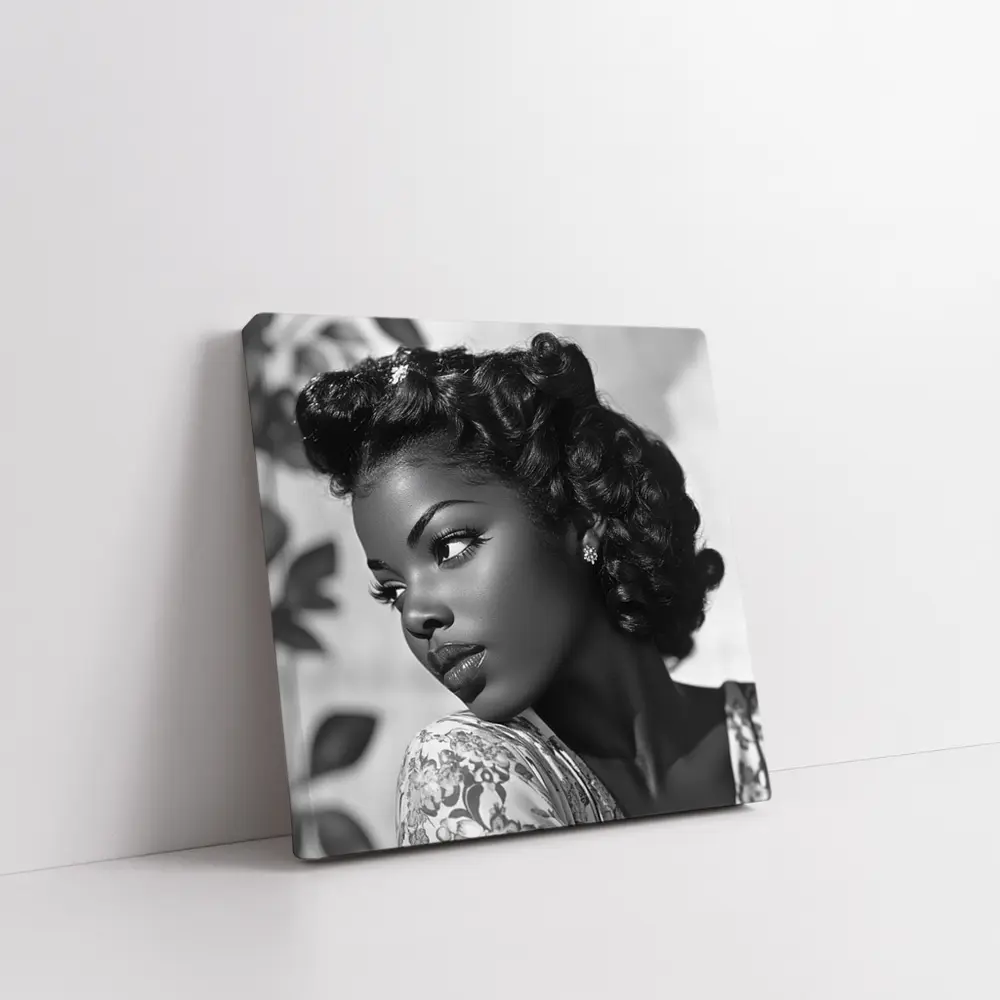 Black and White Retro Woman Portrait Art – Wall Art