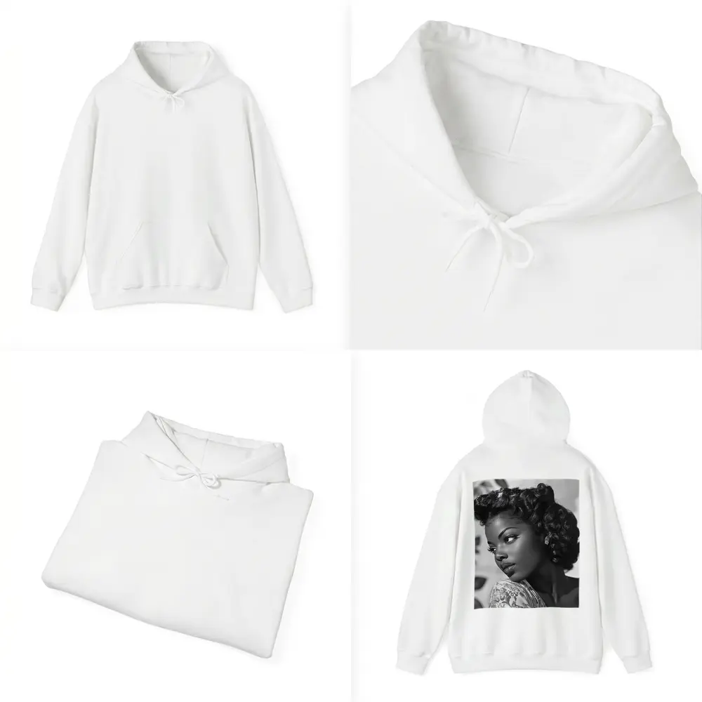 Black and White Retro Woman Portrait Art – Hoodies