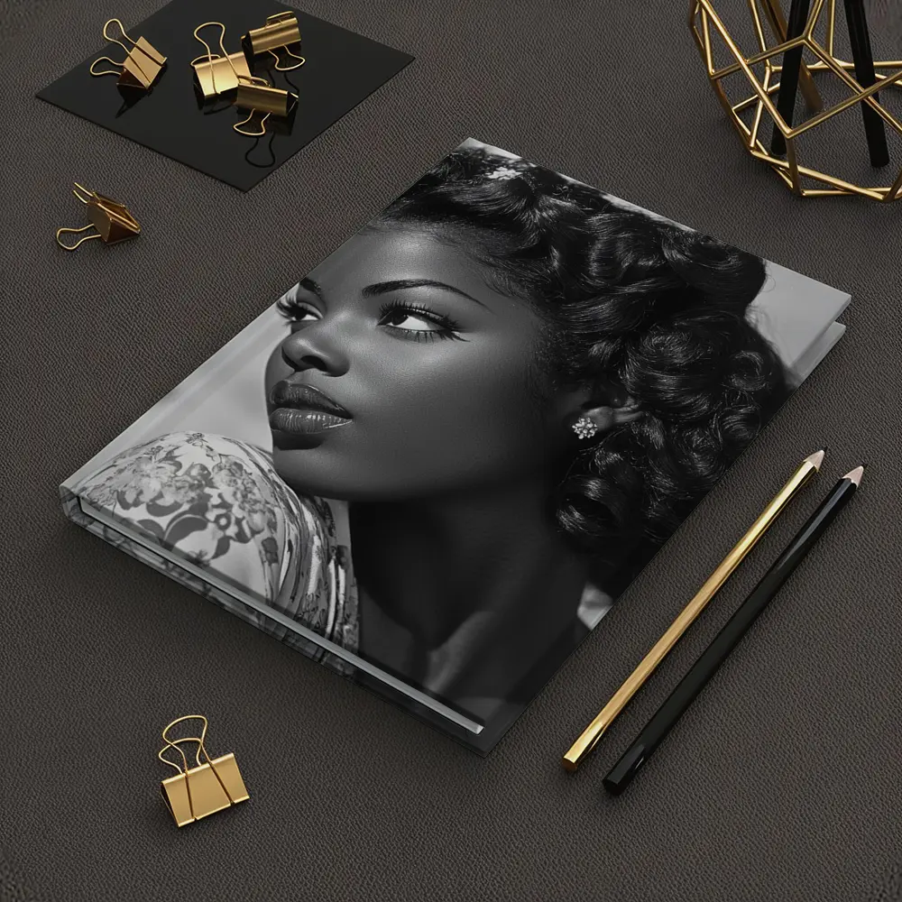 Black and White Retro Woman Portrait Art – Notebooks