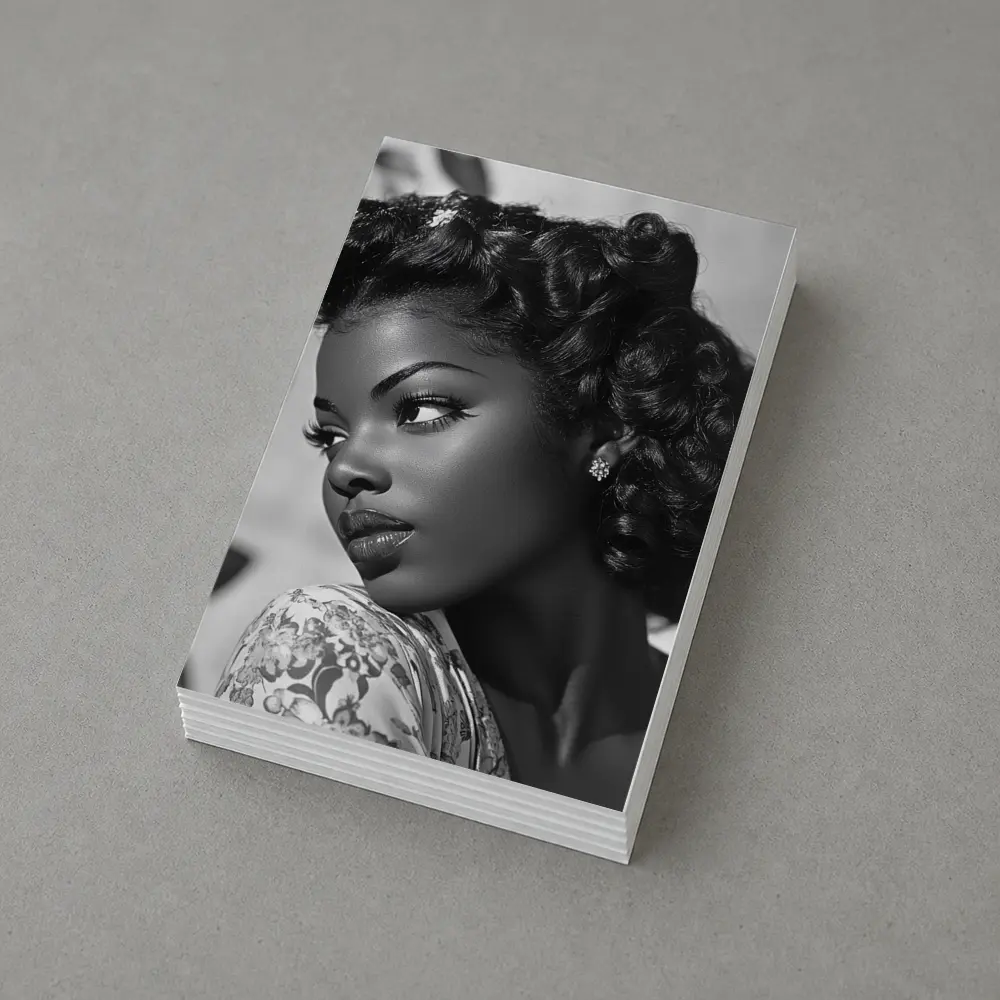 Black and White Retro Woman Portrait Art – Postcards