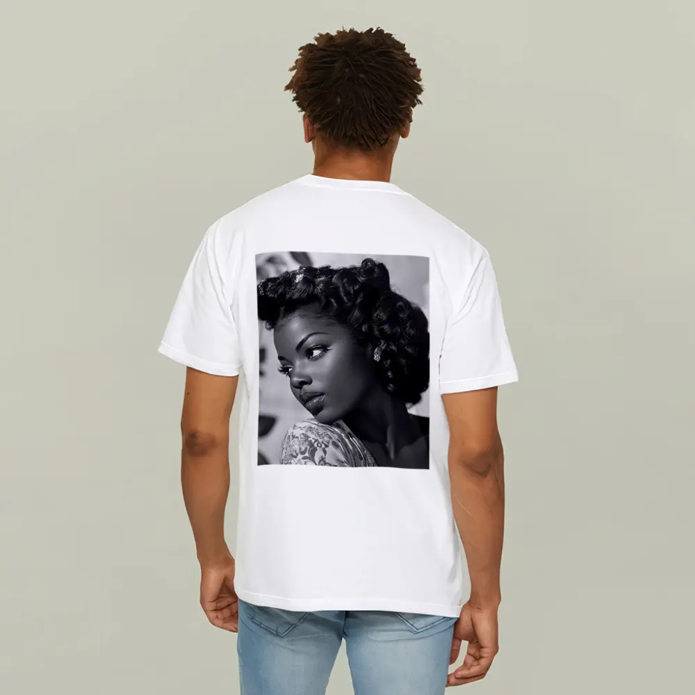 Black and White Retro Woman Portrait Art – T-Shirts