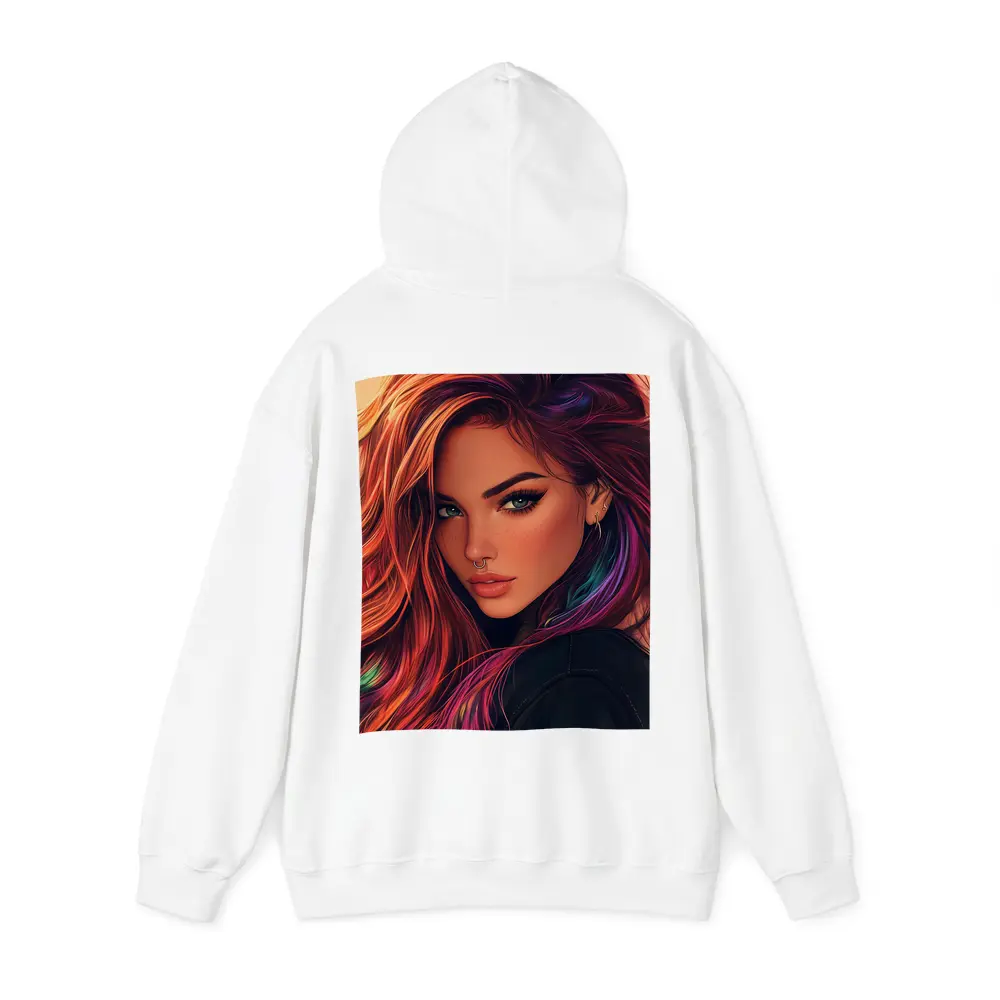 Colorful Hair Woman Portrait Digital Art Style – Hoodies