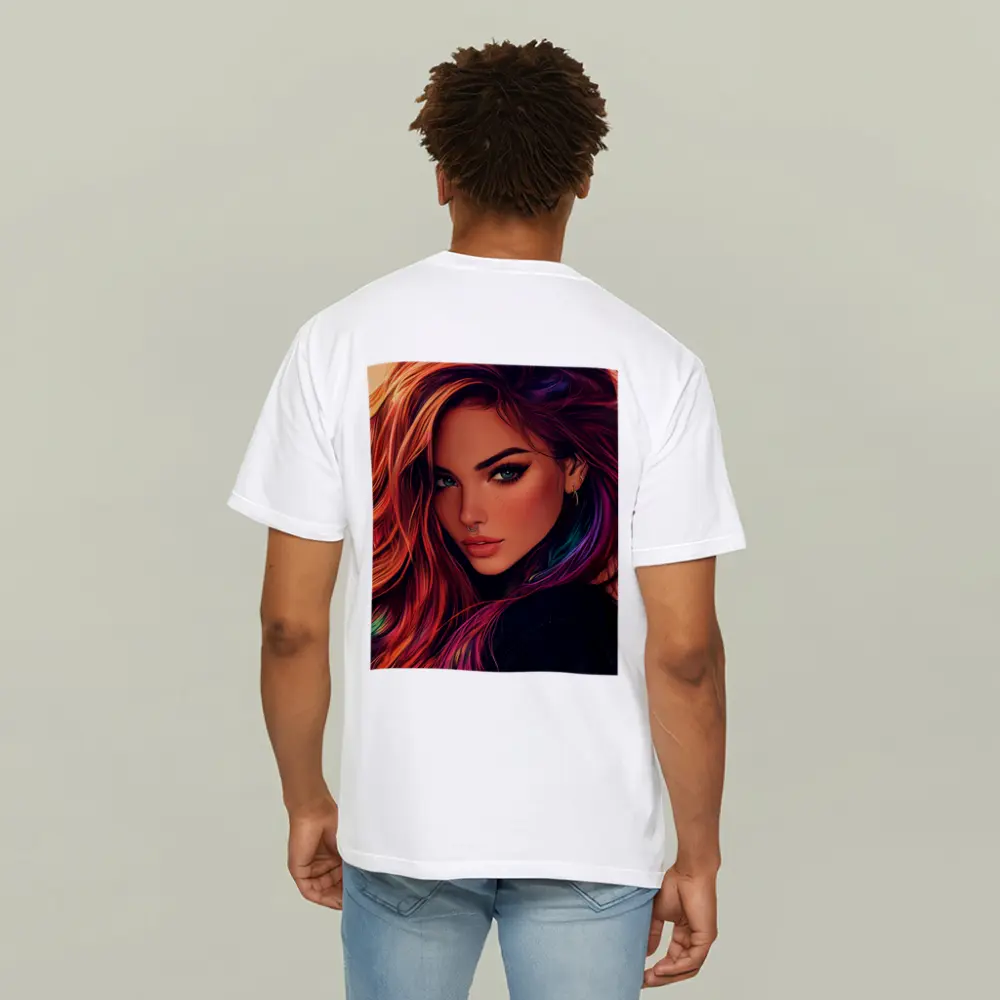 Colorful Hair Woman Portrait Digital Art Style – T-Shirts
