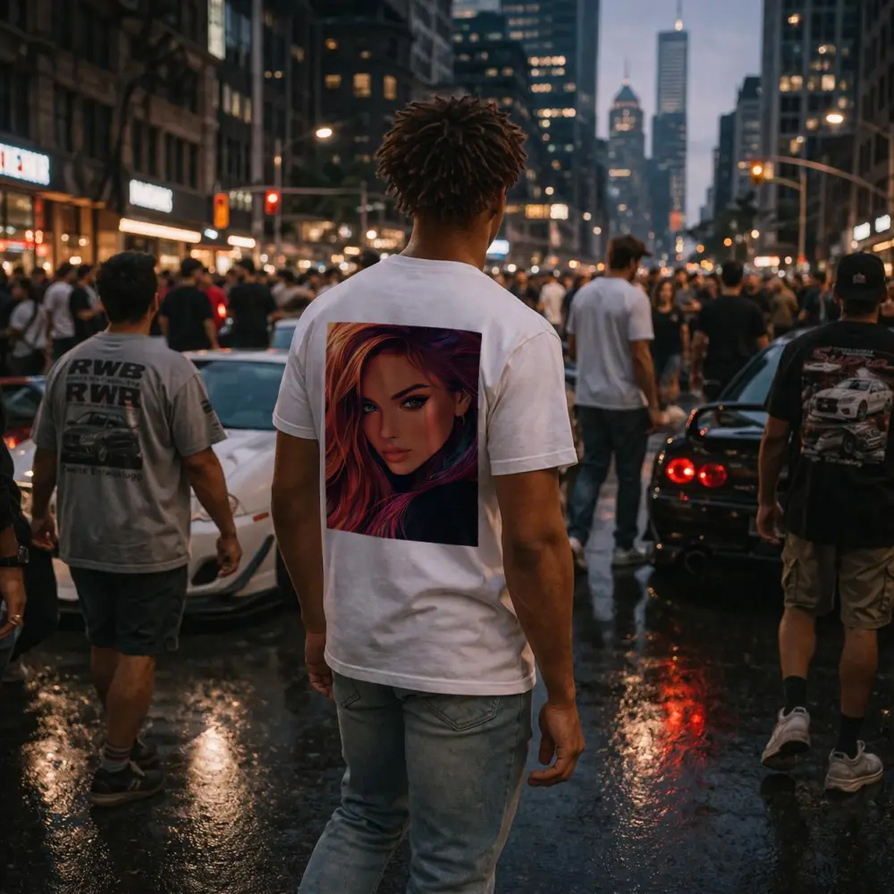 Colorful Hair Woman Portrait Digital Art Style – T-Shirts