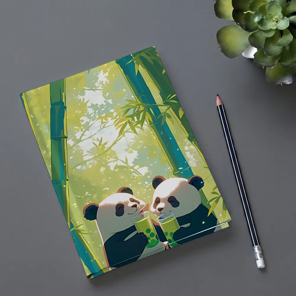 Two Pandas Drinking Tea Bamboo Forest – Notebooks