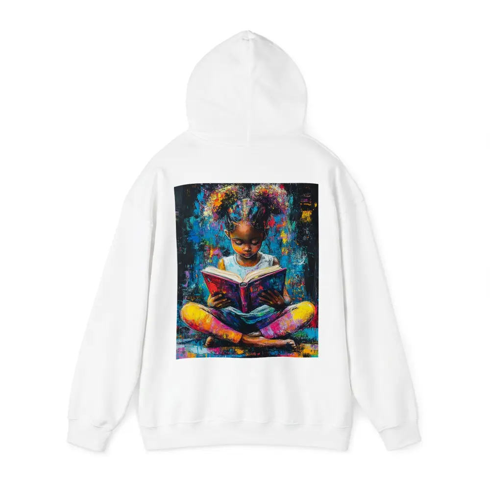 Young Girl Reading Book Colorful Painting Art – Hoodies