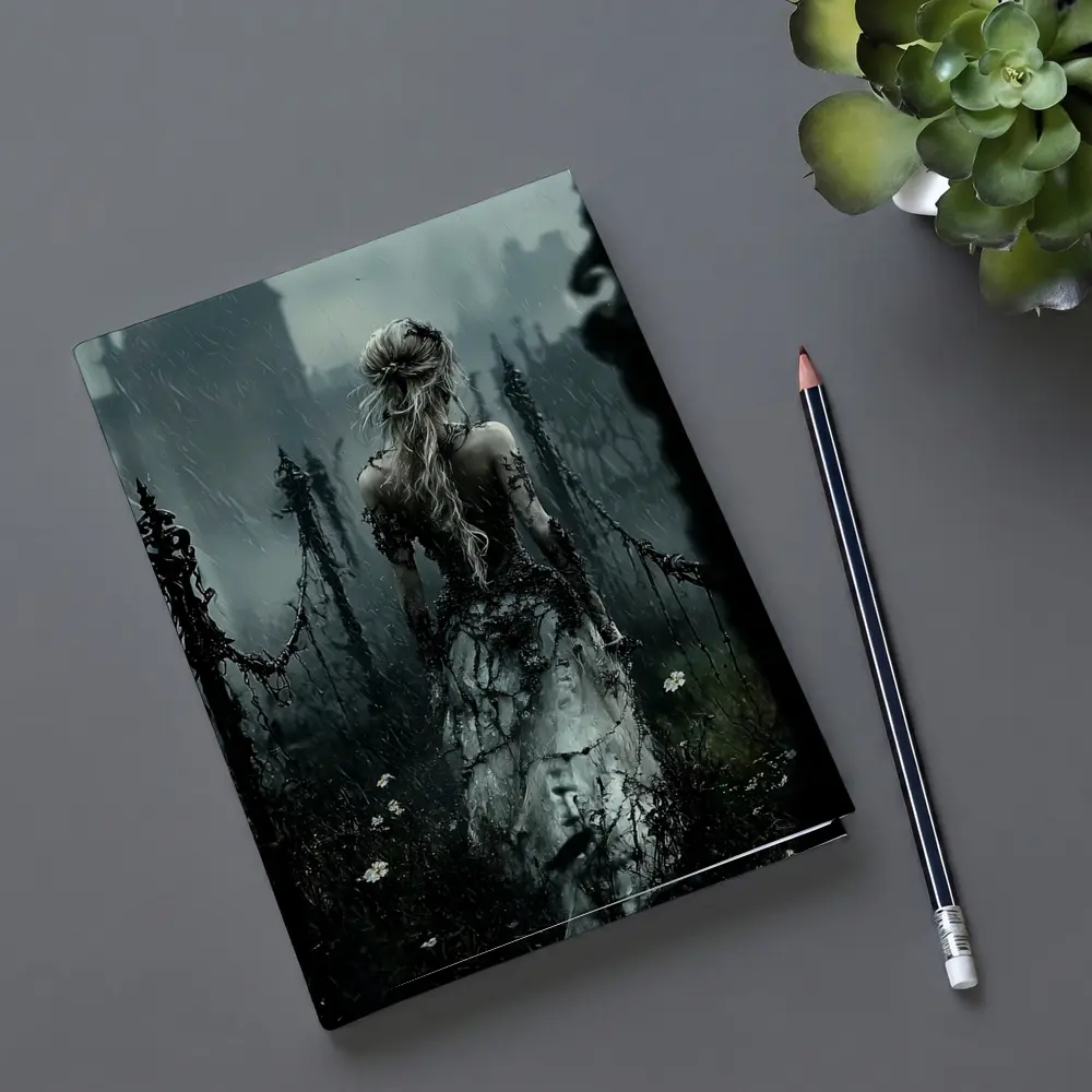 Gothic Woman Dark Rainy Castle Fantasy Art – Notebooks