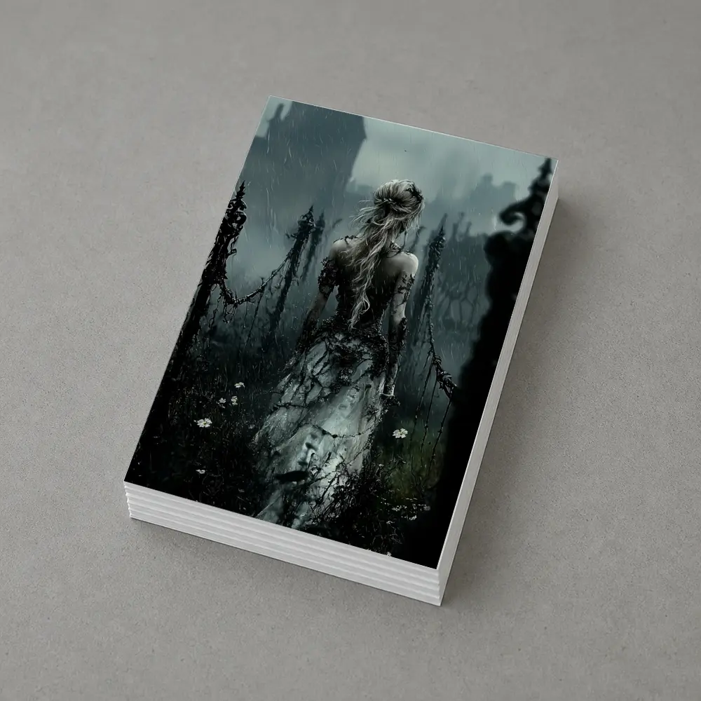 Gothic Woman Dark Rainy Castle Fantasy Art – Postcards