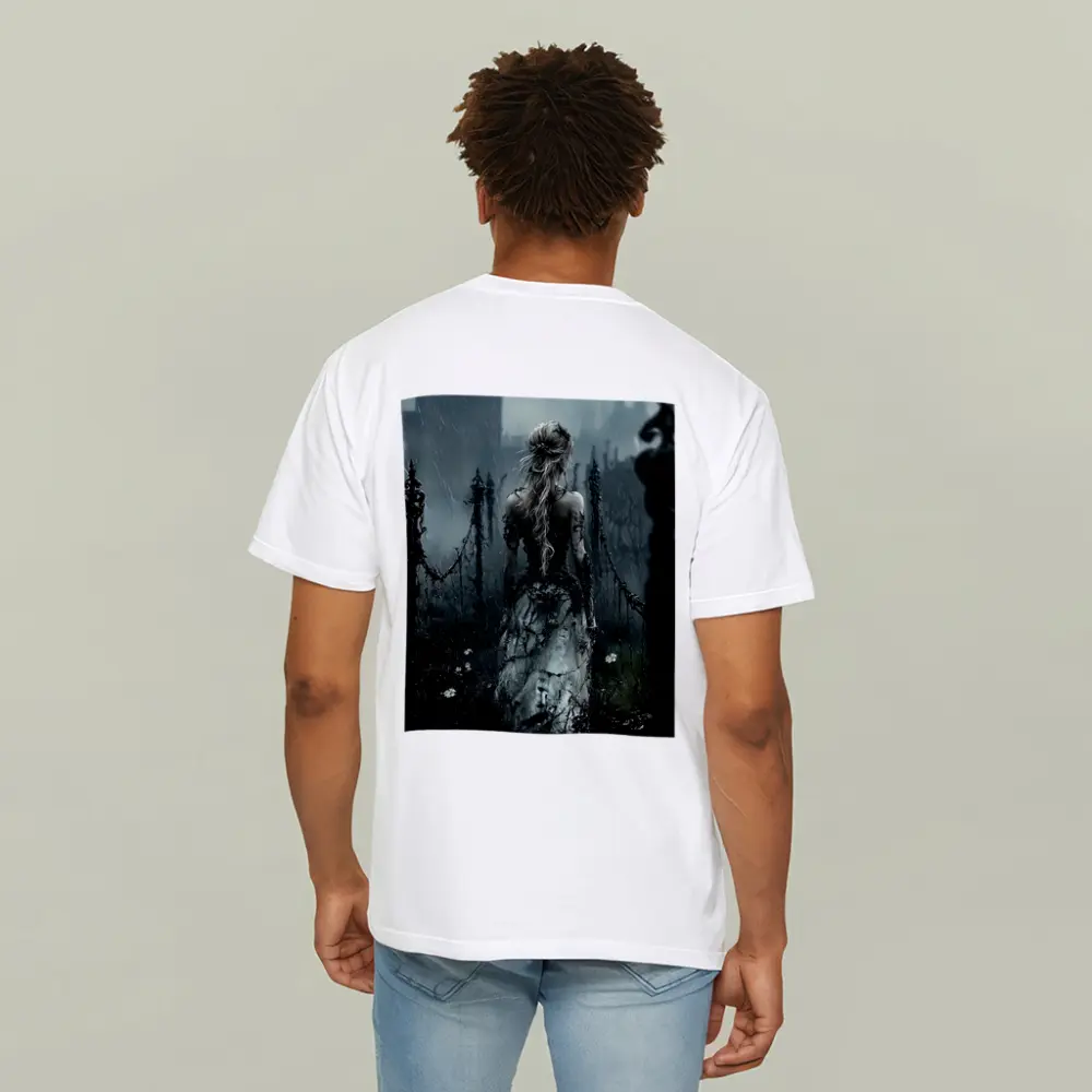 Gothic Woman Dark Rainy Castle Fantasy Art – T-Shirts
