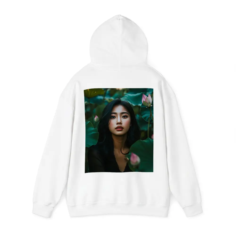 Asian Woman Portrait Among Lotus Flowers – Hoodies