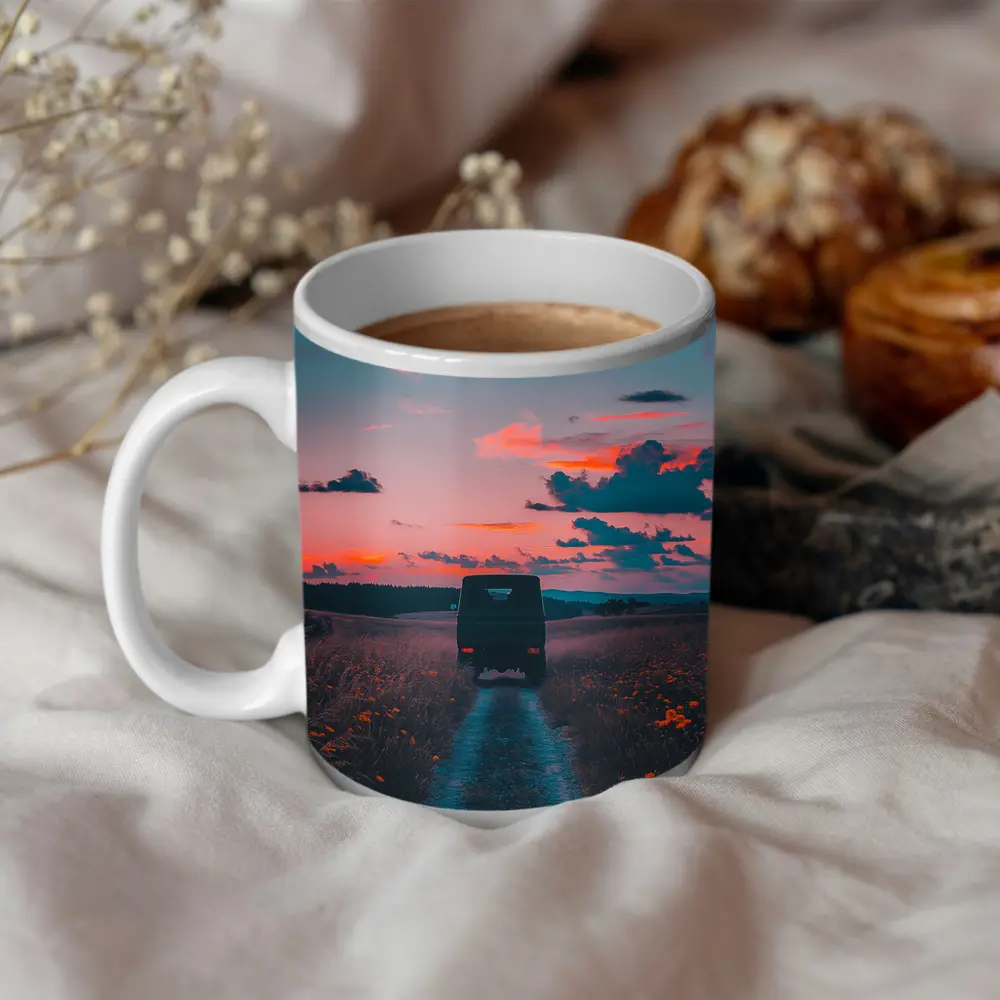 Mercedes G Wagen Sunset Country Road – Mugs