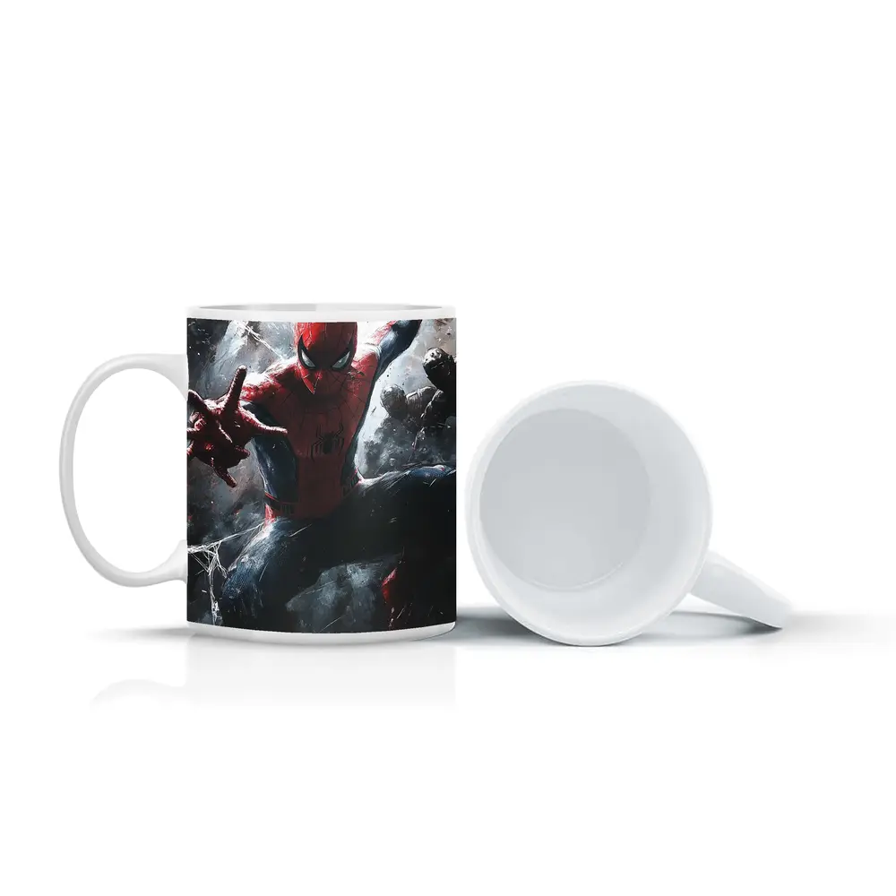 Spider-Man Action Pose Dark Painted Background – Mugs