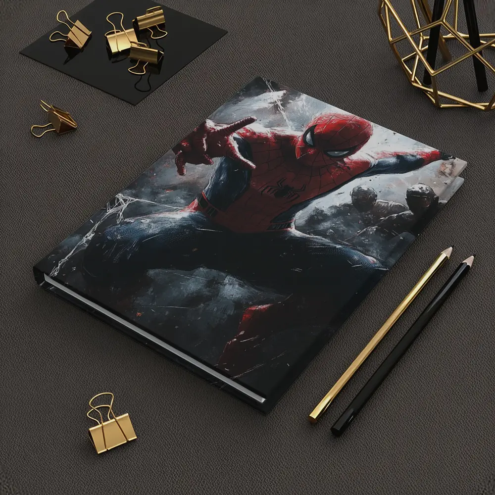 Spider-Man Action Pose Dark Painted Background – Notebooks