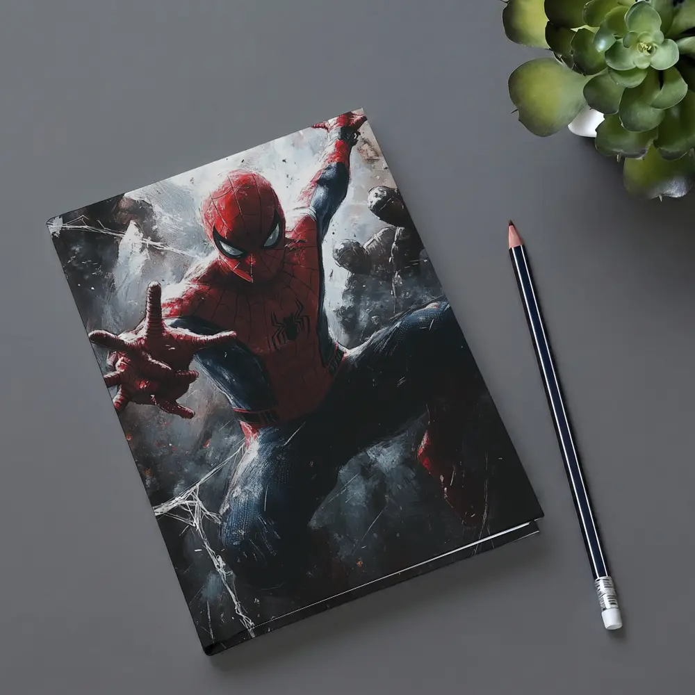 Spider-Man Action Pose Dark Painted Background – Notebooks