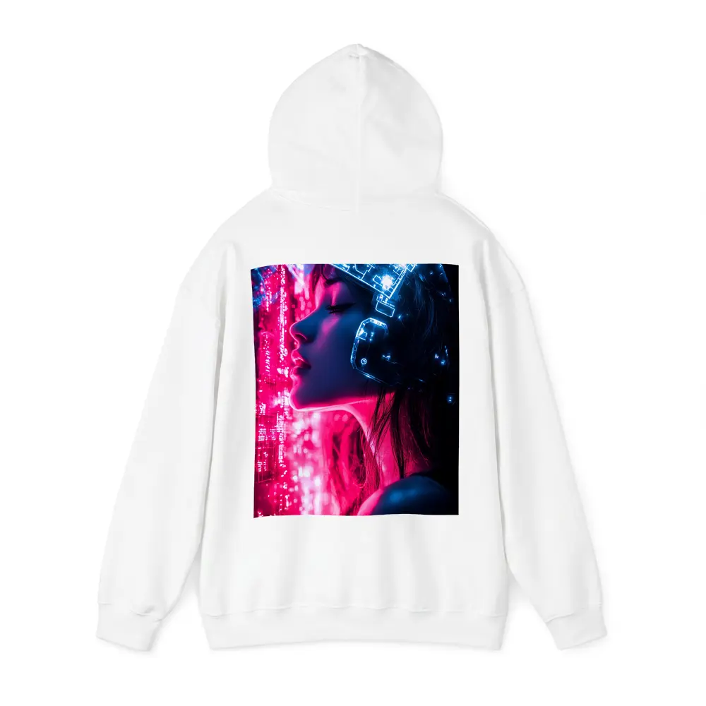 Cyberpunk Woman Neon Circuit Helmet Dark – Hoodies