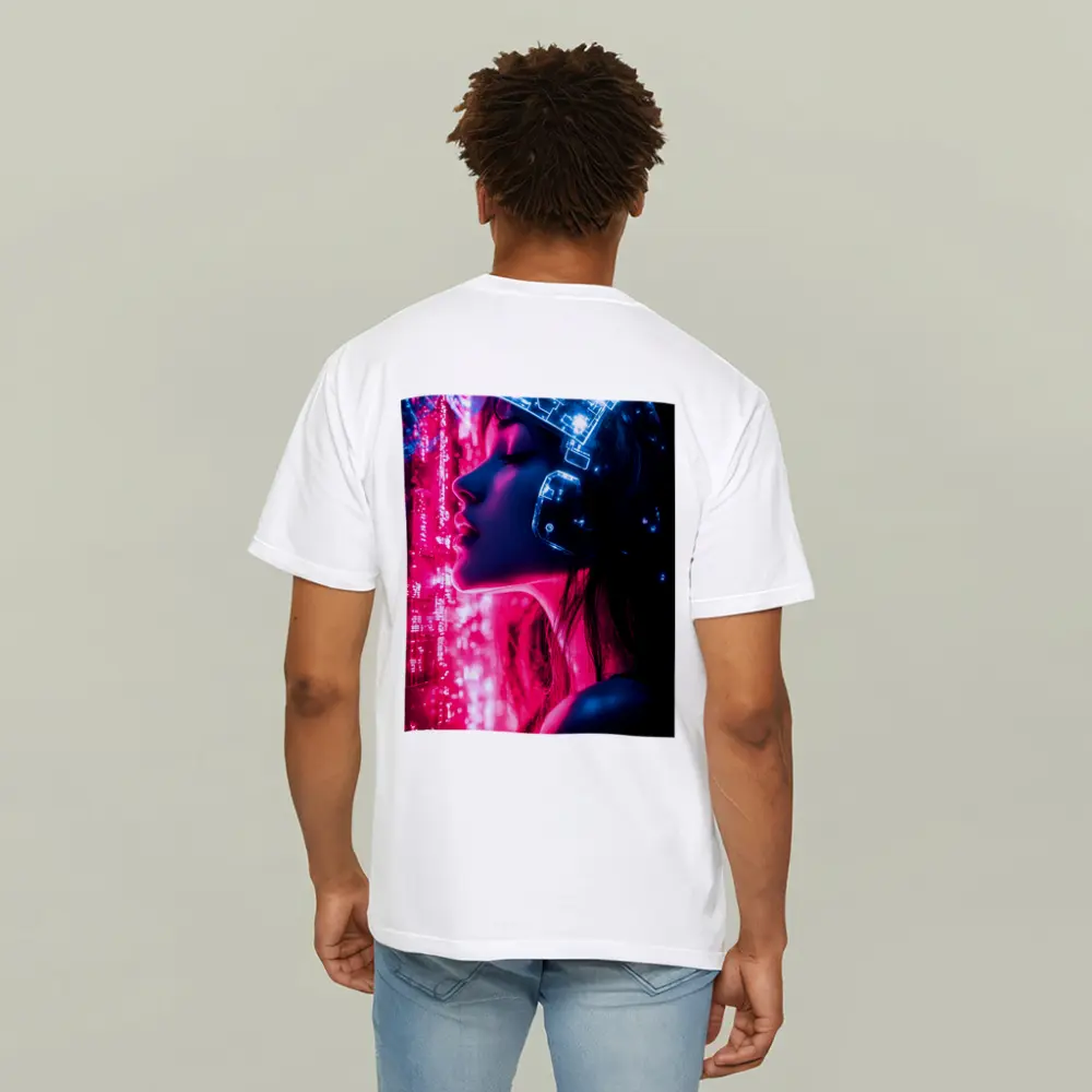 Cyberpunk Woman Neon Circuit Helmet Dark – T-Shirts