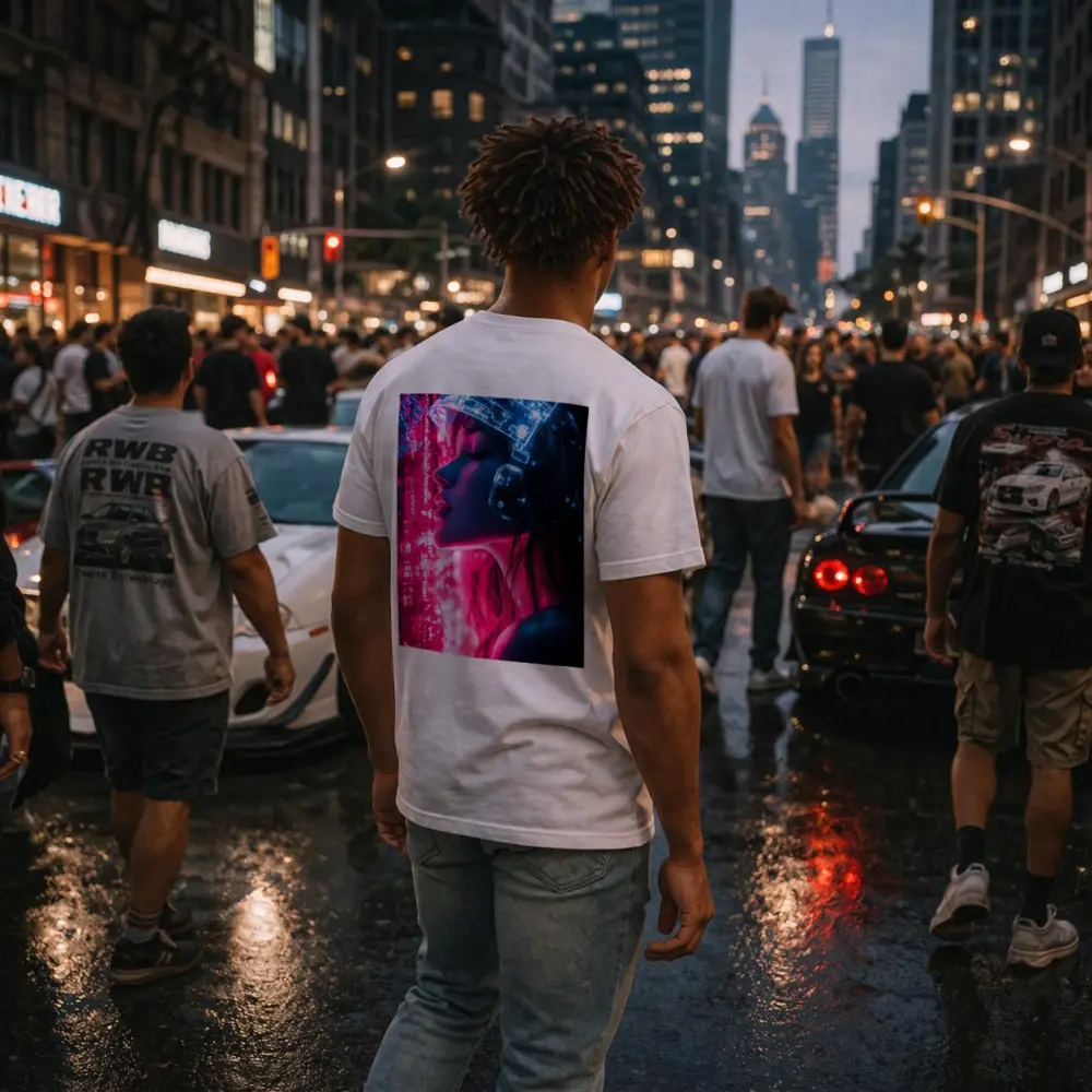 Cyberpunk Woman Neon Circuit Helmet Dark – T-Shirts
