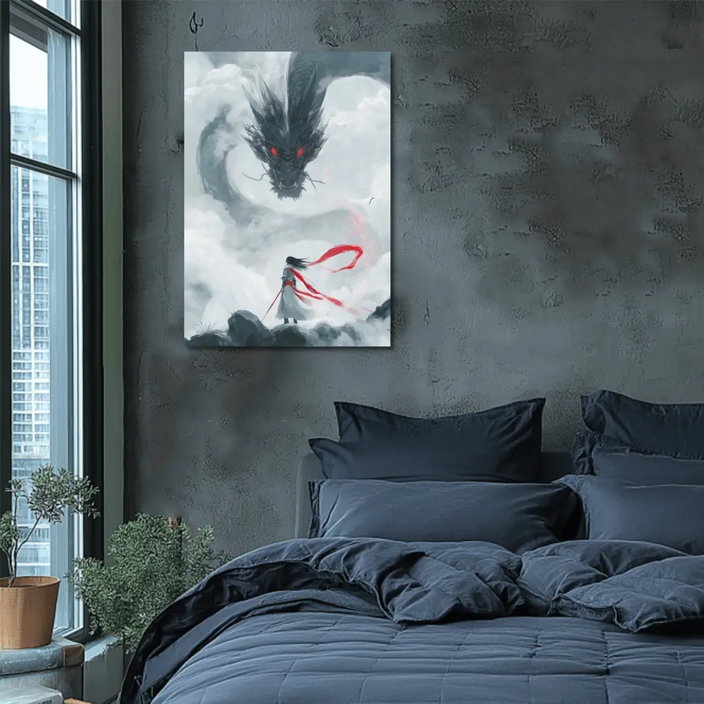 Dark Dragon Red Eyes Warrior Cloud Art – Wall Art