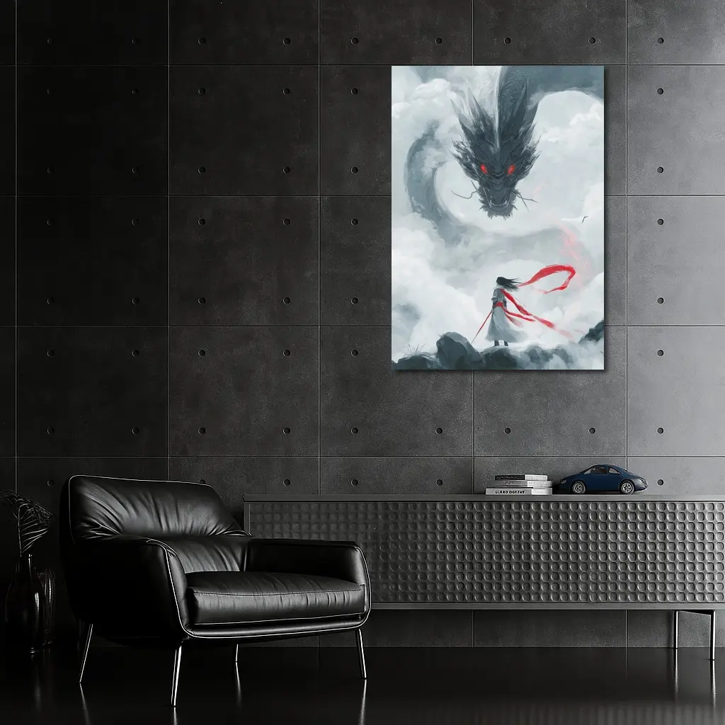 Dark Dragon Red Eyes Warrior Cloud Art – Wall Art