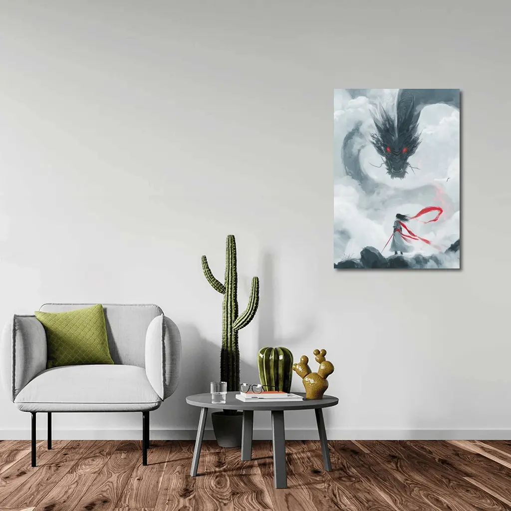 Dark Dragon Red Eyes Warrior Cloud Art – Wall Art
