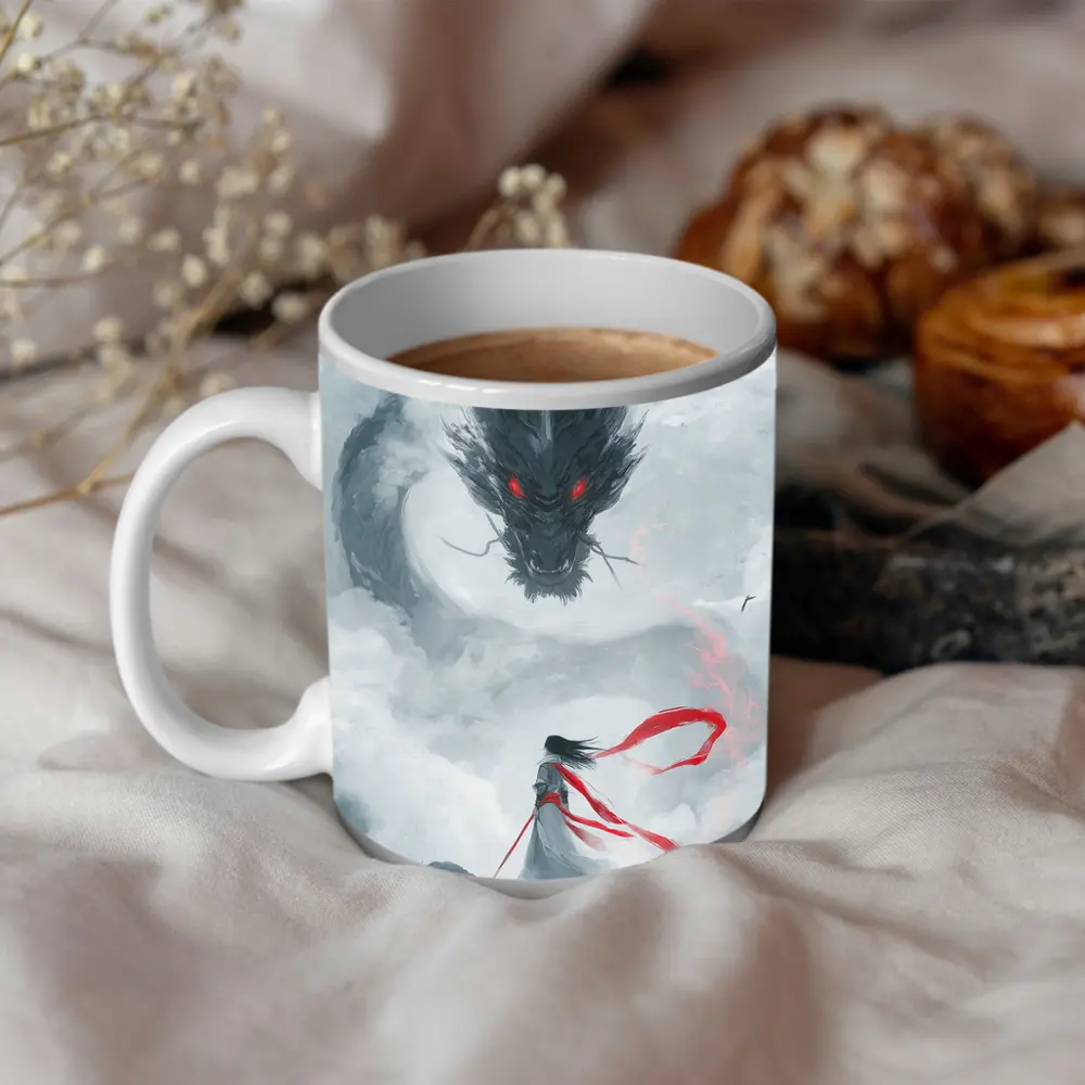 Dark Dragon Red Eyes Warrior Cloud Art – Mugs