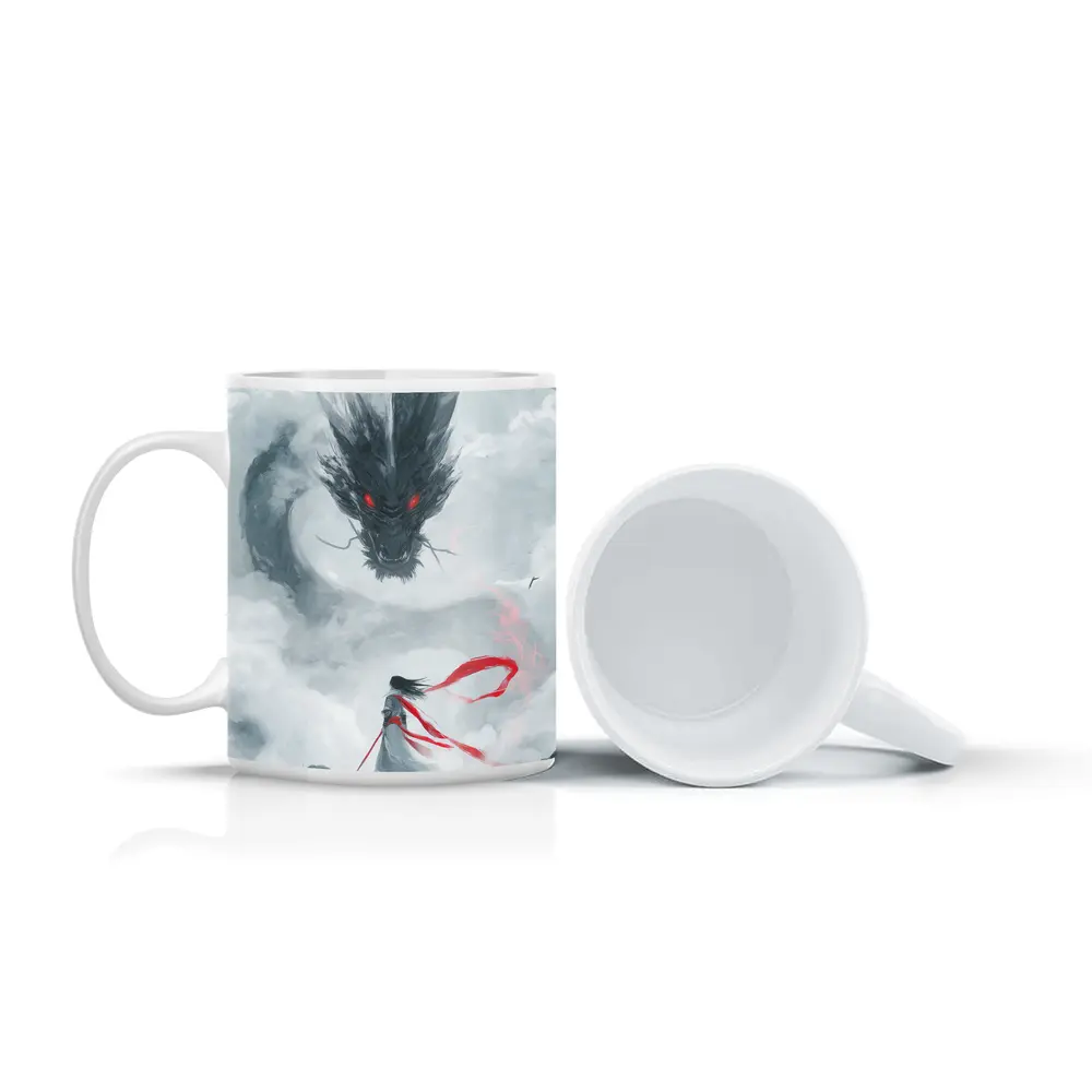 Dark Dragon Red Eyes Warrior Cloud Art – Mugs