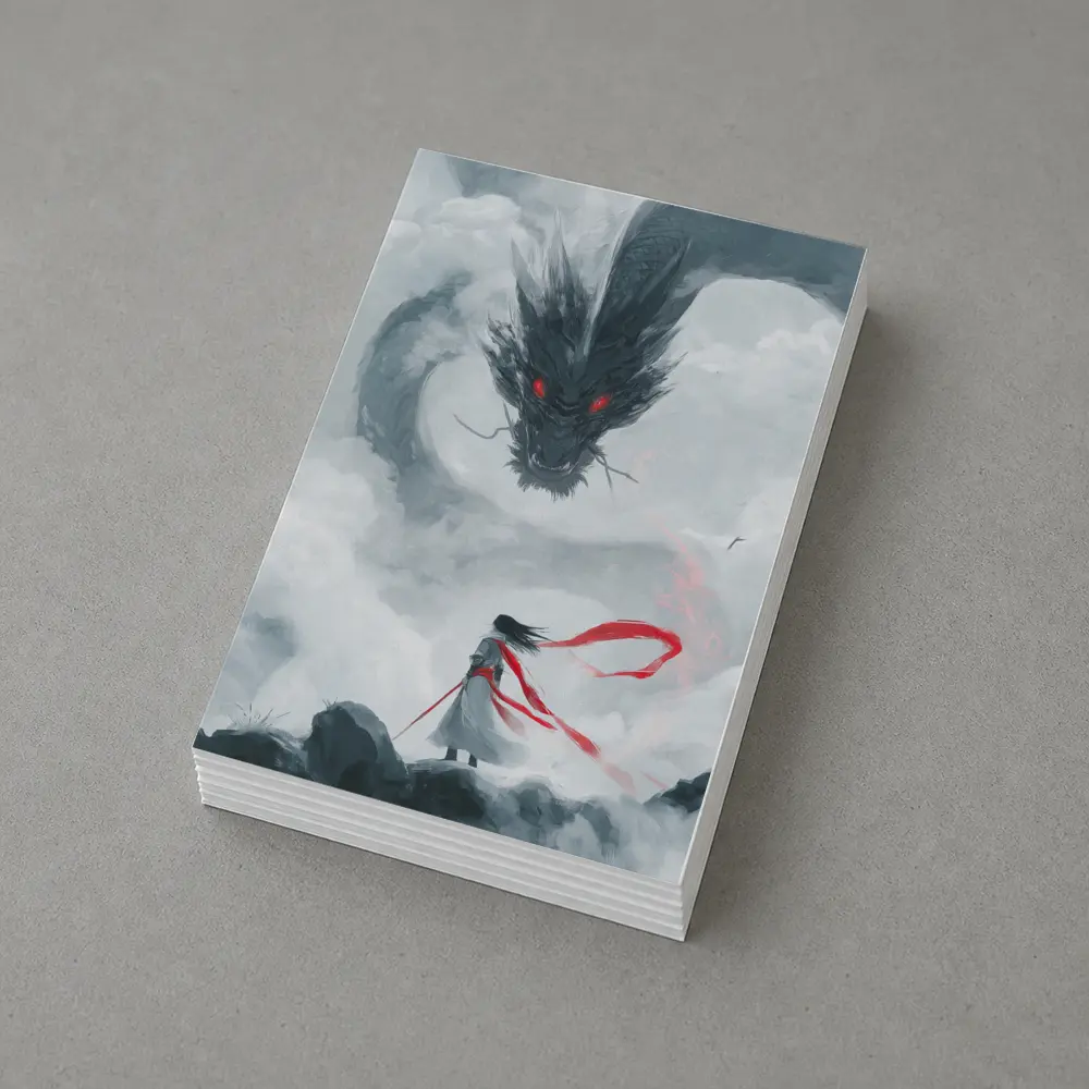 Dark Dragon Red Eyes Warrior Cloud Art – Postcards