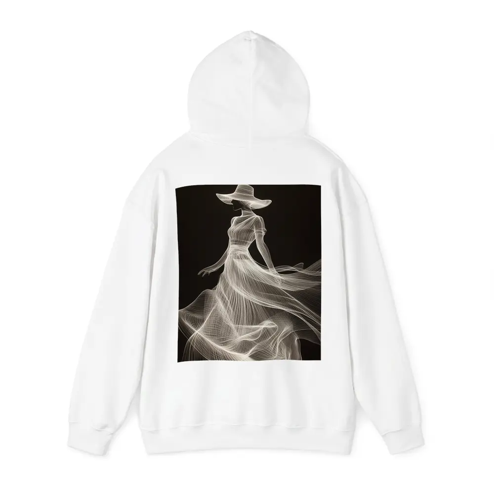 Woman in Hat White Line Art Black – Hoodies
