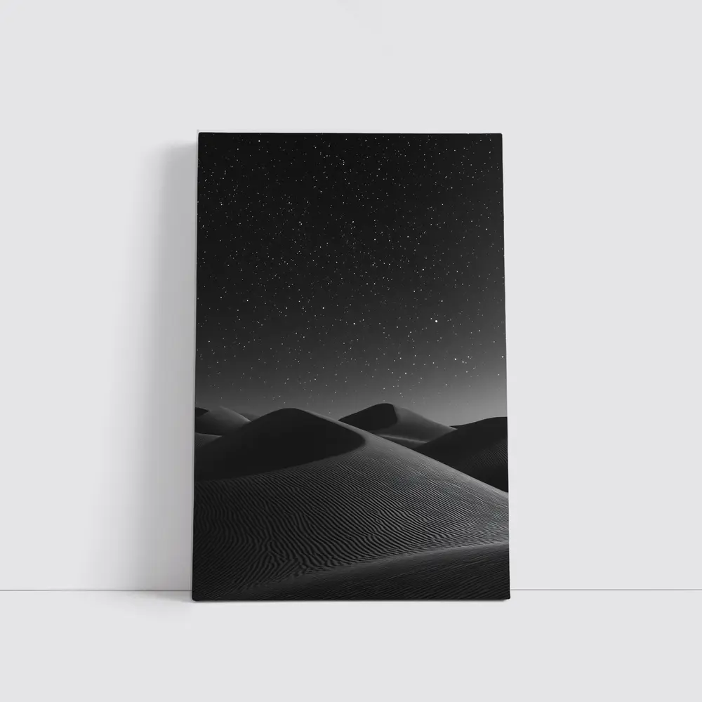 Black and White Desert Dunes Starry Night – Wall Art