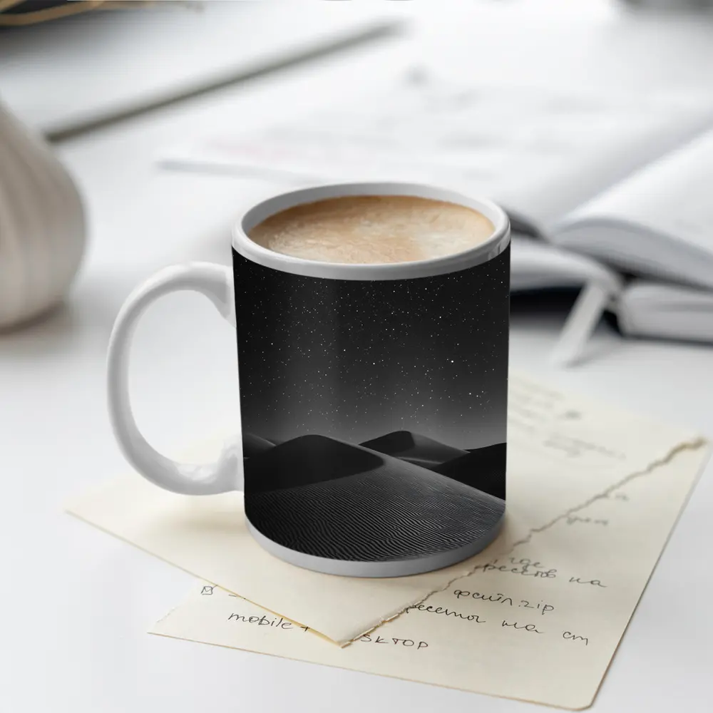 Black and White Desert Dunes Starry Night – Mugs