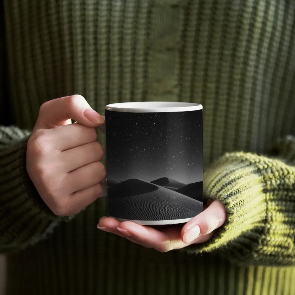 Black and White Desert Dunes Starry Night – Mugs