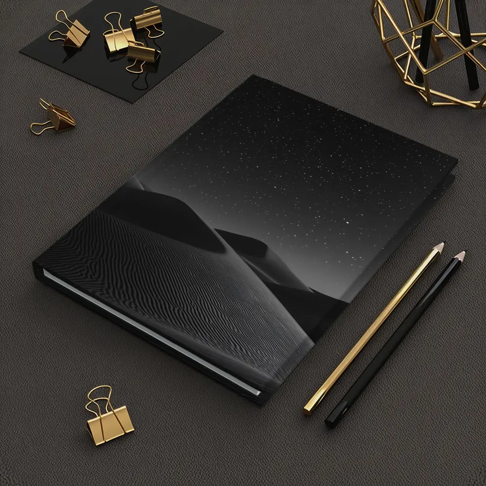 Black and White Desert Dunes Starry Night – Notebooks