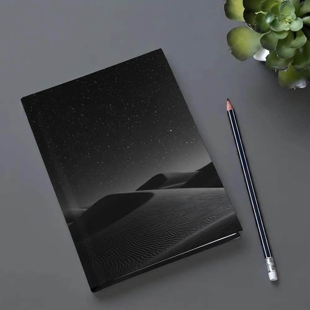 Black and White Desert Dunes Starry Night – Notebooks