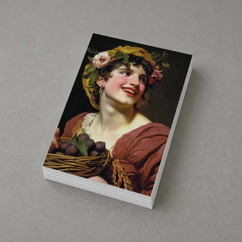 Young Woman With Flowers And Fruit Basket – Postcards