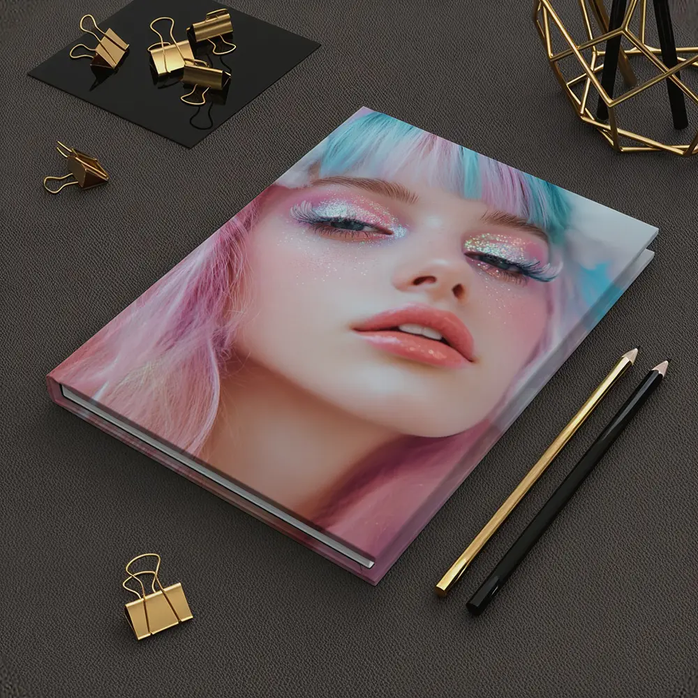 Pastel Fantasy Girl Glitter Makeup Cloud Background – Notebooks