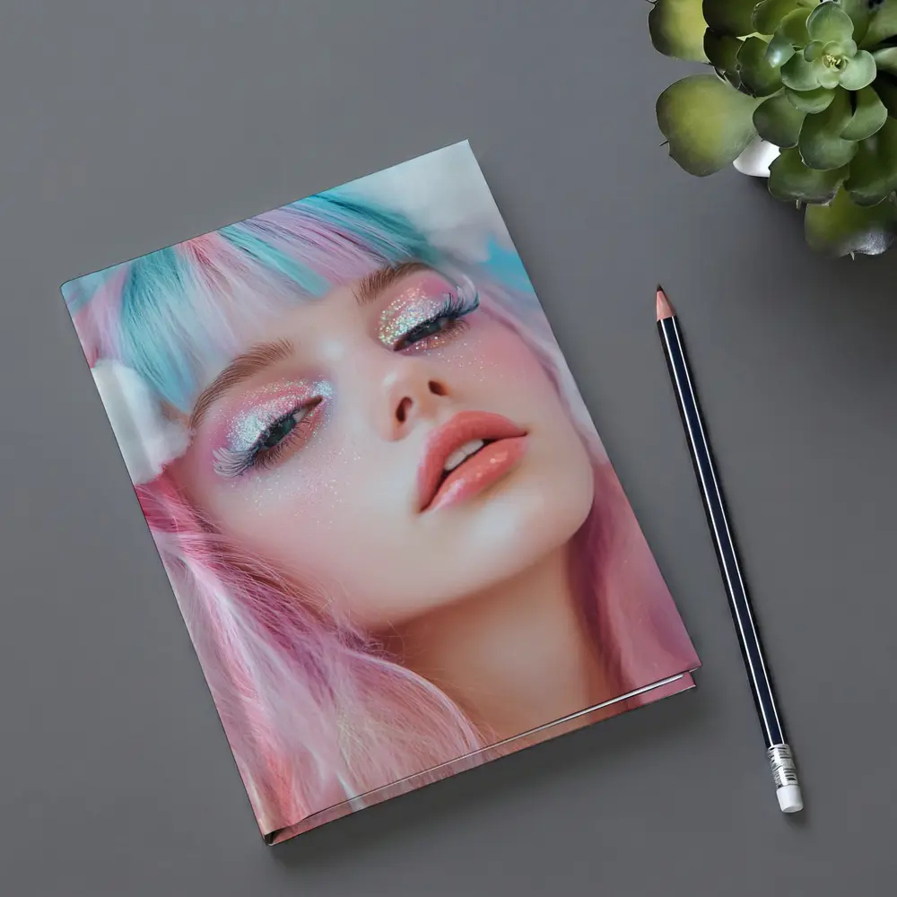 Pastel Fantasy Girl Glitter Makeup Cloud Background – Notebooks