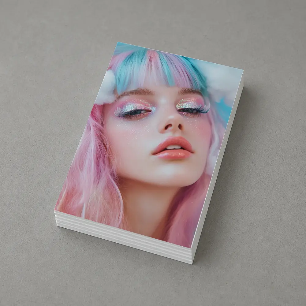 Pastel Fantasy Girl Glitter Makeup Cloud Background – Postcards