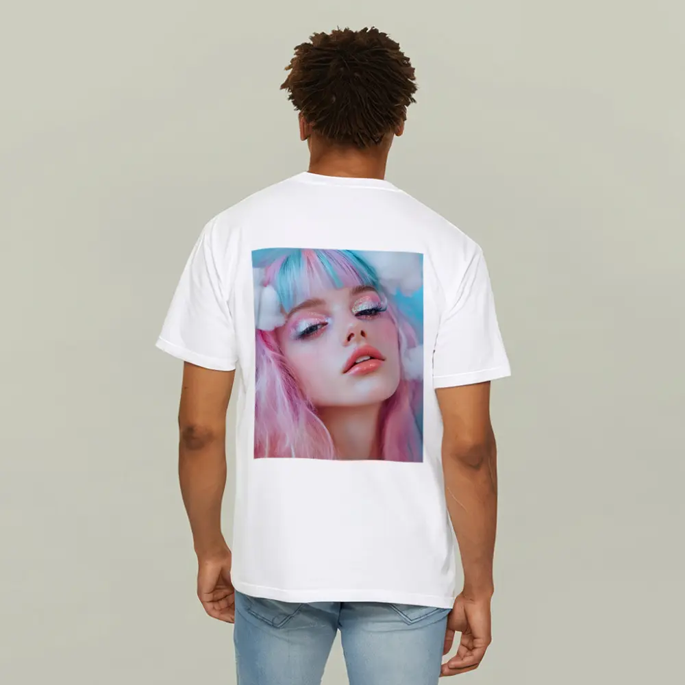Pastel Fantasy Girl Glitter Makeup Cloud Background – T-Shirts