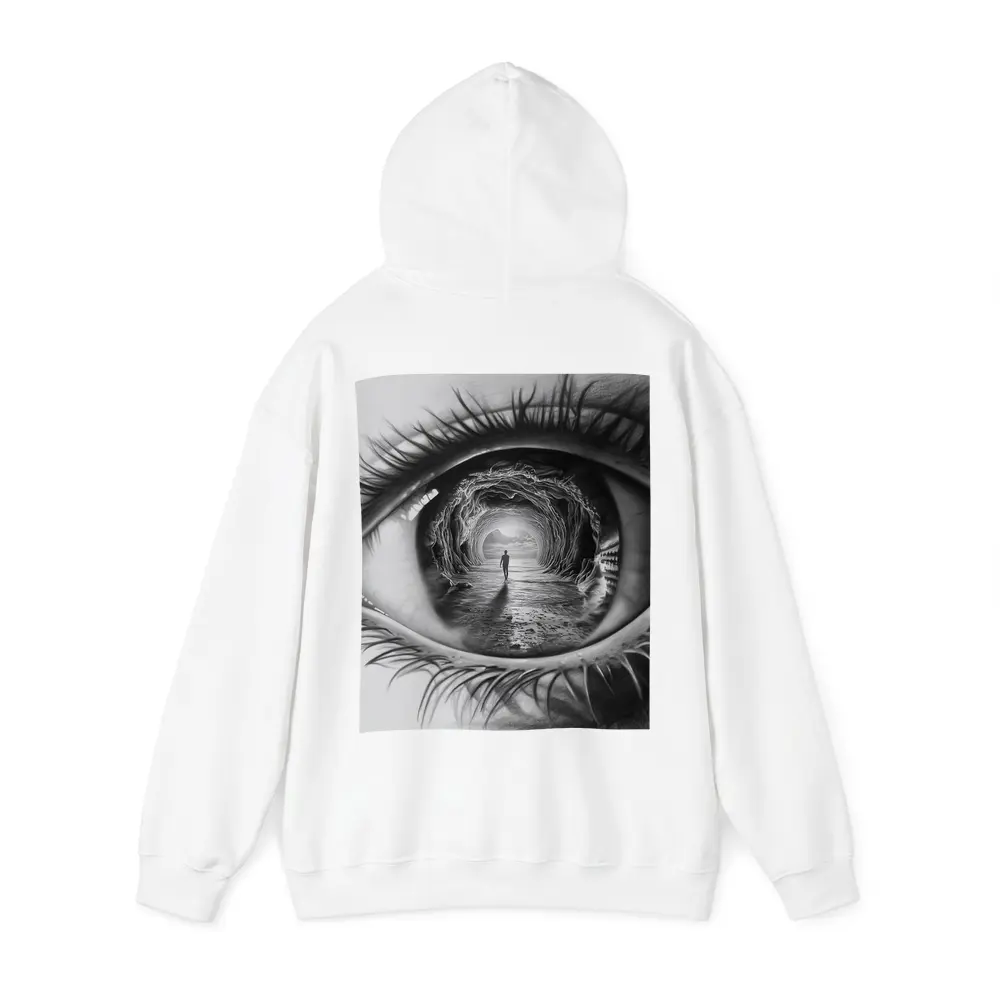 Surreal Eye Portal Figure Black White – Hoodies