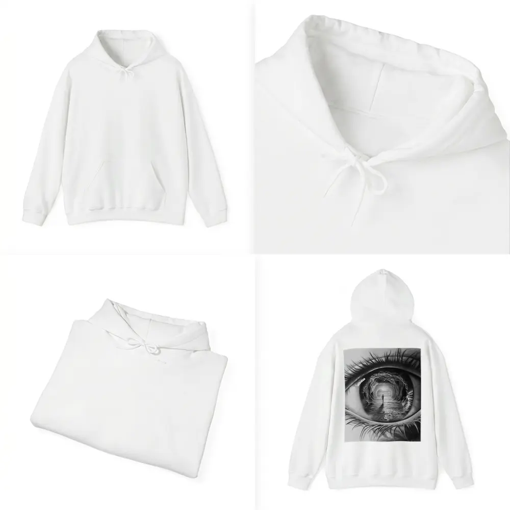 Surreal Eye Portal Figure Black White – Hoodies