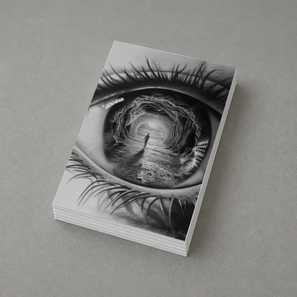 Surreal Eye Portal Figure Black White – Postcards