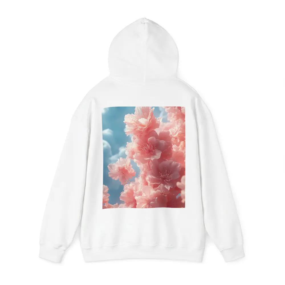 Pink Flowers Blooming Against Soft Sky – Hoodies