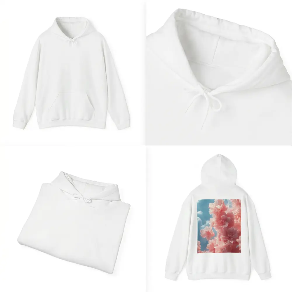 Pink Flowers Blooming Against Soft Sky – Hoodies