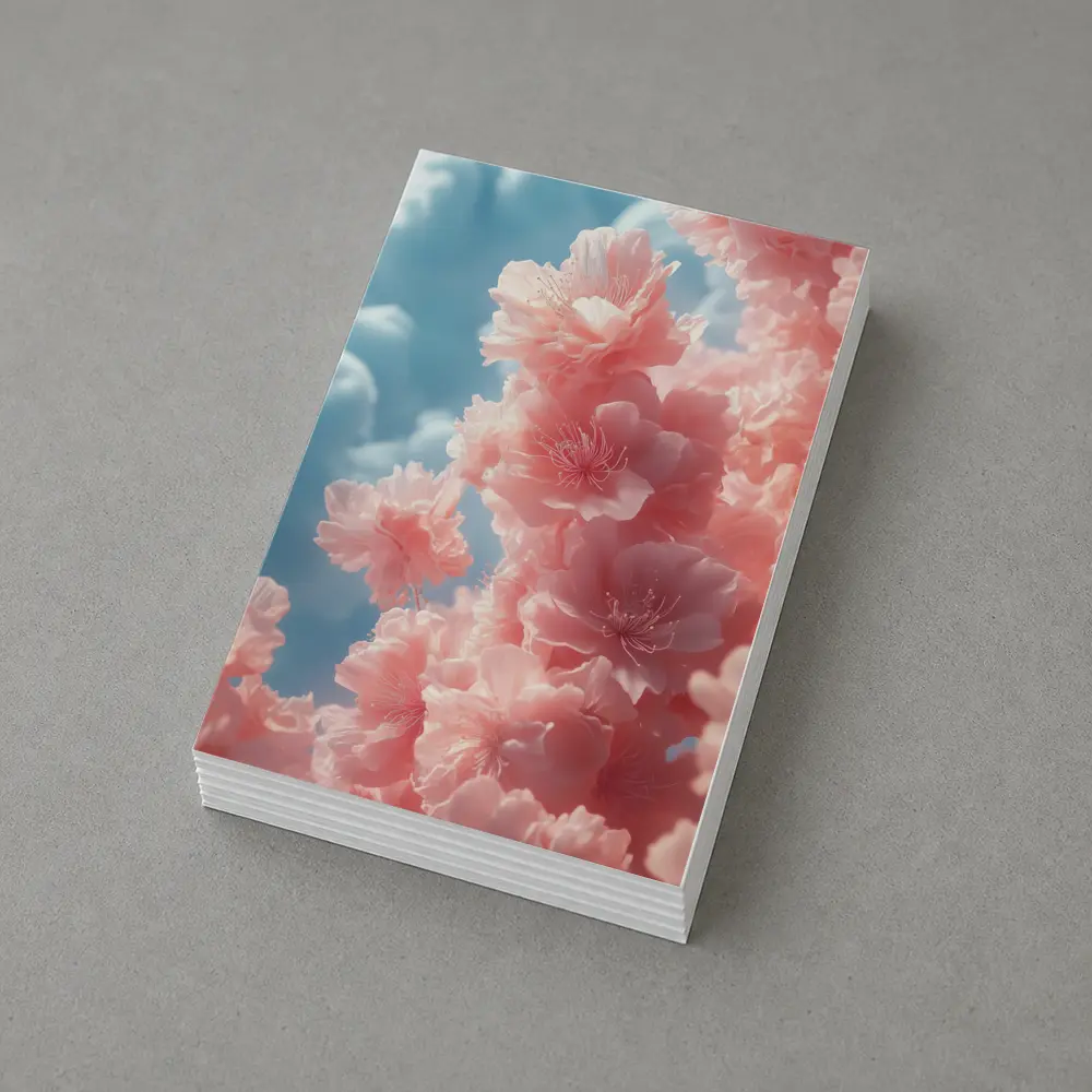 Pink Flowers Blooming Against Soft Sky – Postcards