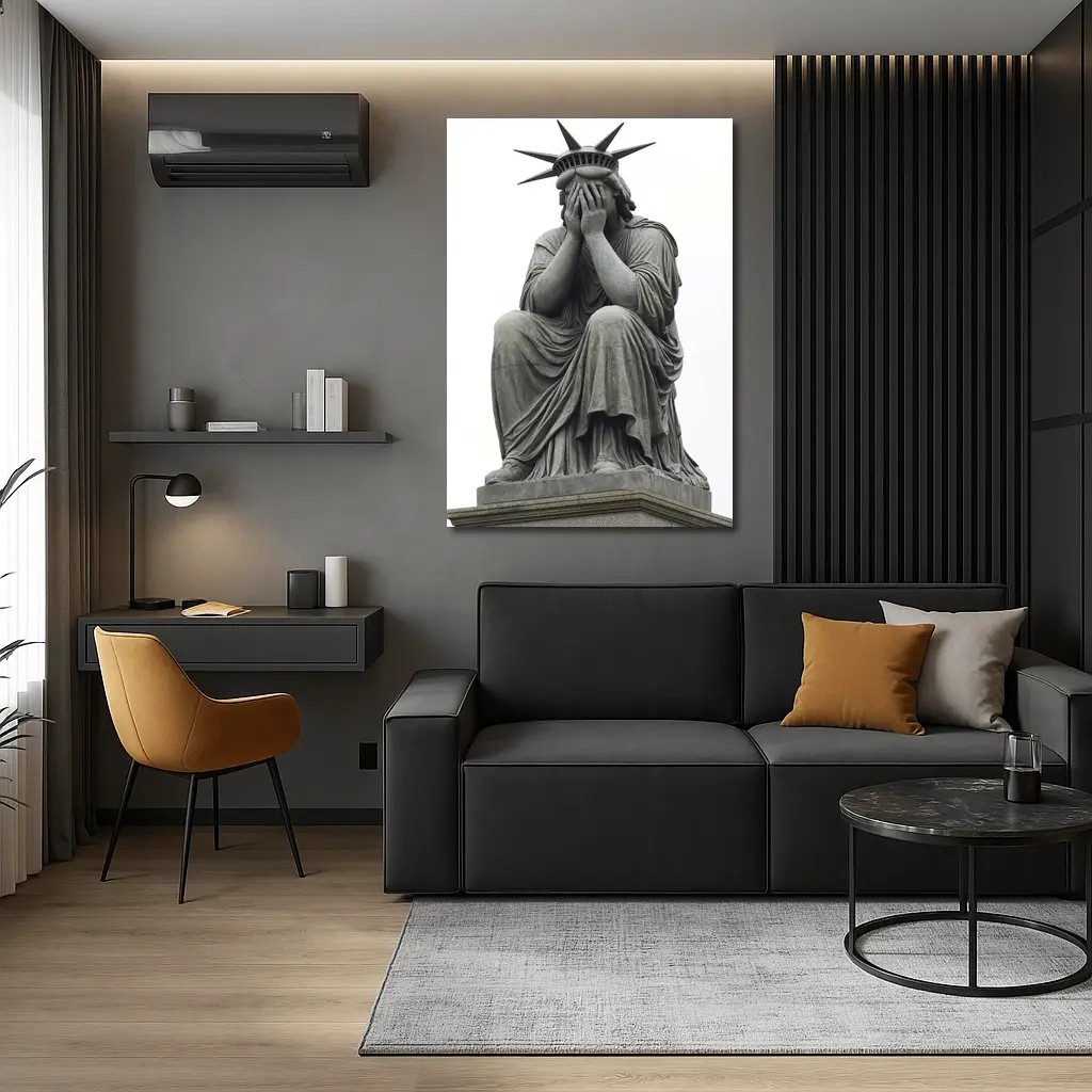 Statue of Liberty Weeping Hands Covering Face – Wall Art