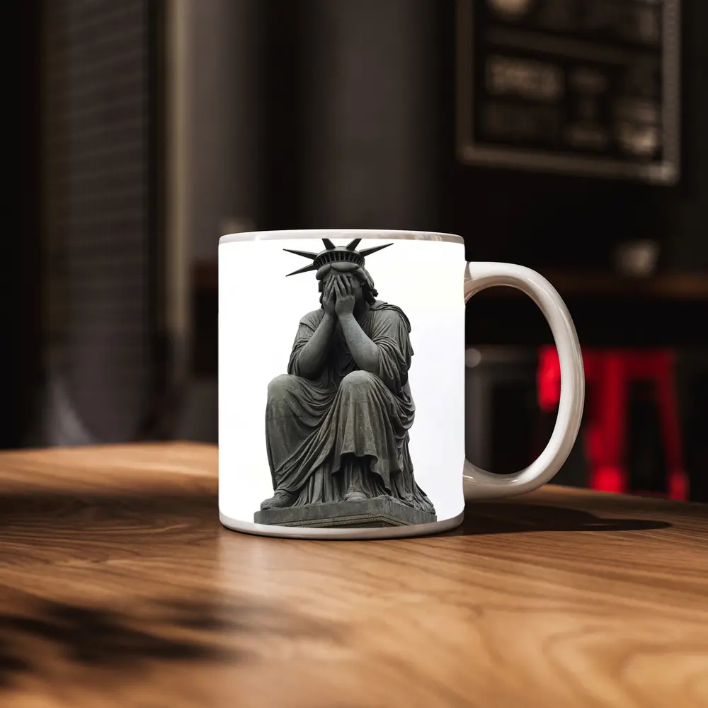 Statue of Liberty Weeping Hands Covering Face – Mugs