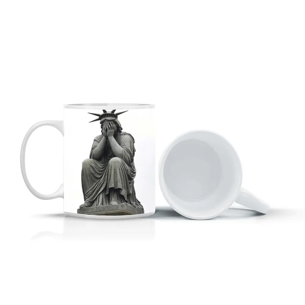 Statue of Liberty Weeping Hands Covering Face – Mugs