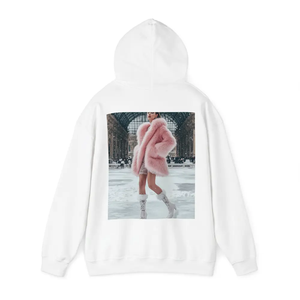 Pink Fur Coat Woman Snow Milan Gallery – Hoodies